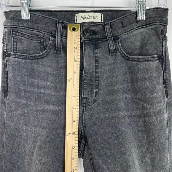 Madewell 9” Mid Rise Raw Hem Skinny Black Gray Jeans - Picture 7 of 11